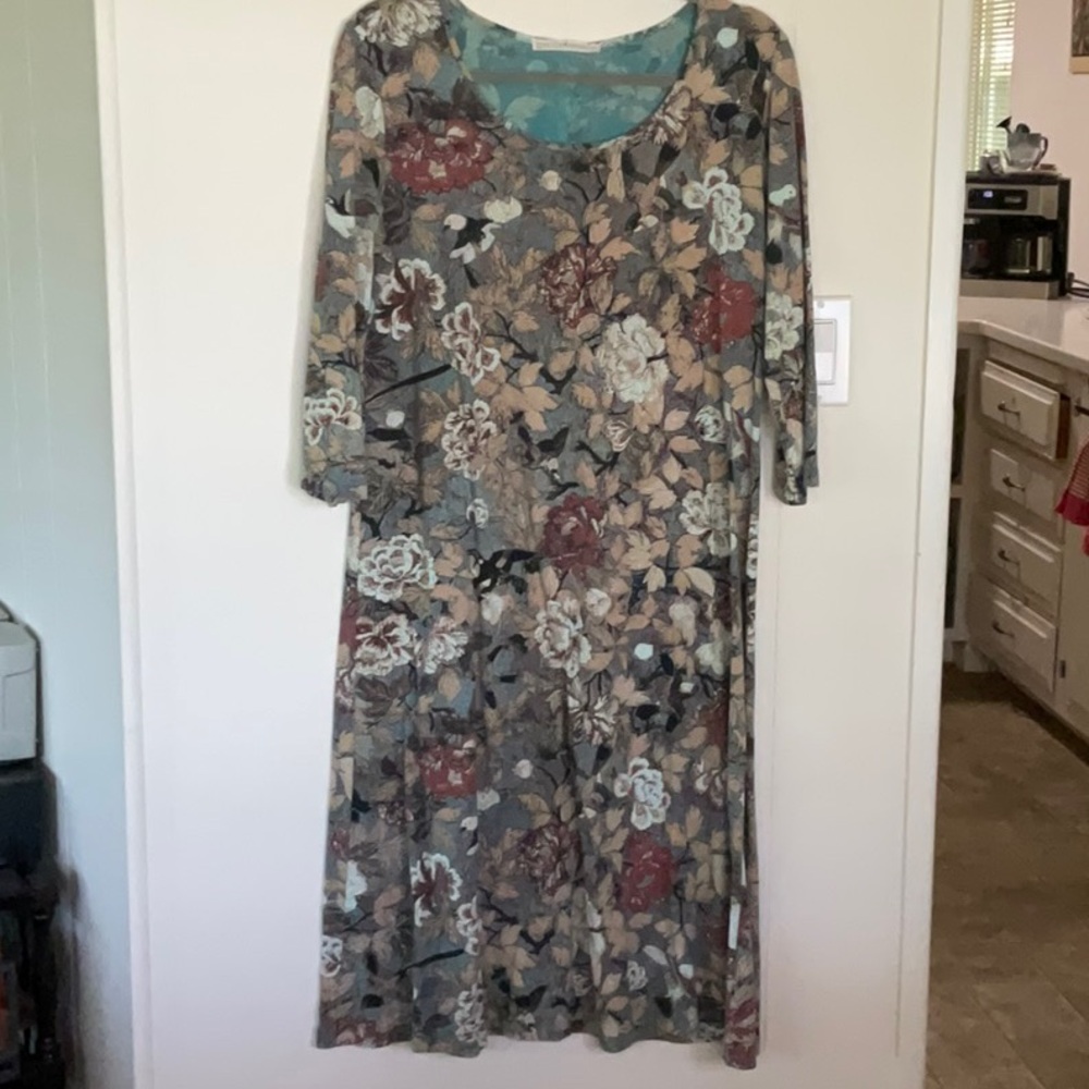 Peruvian Connection Sundress 3/4 Sleeve Scoop Neck